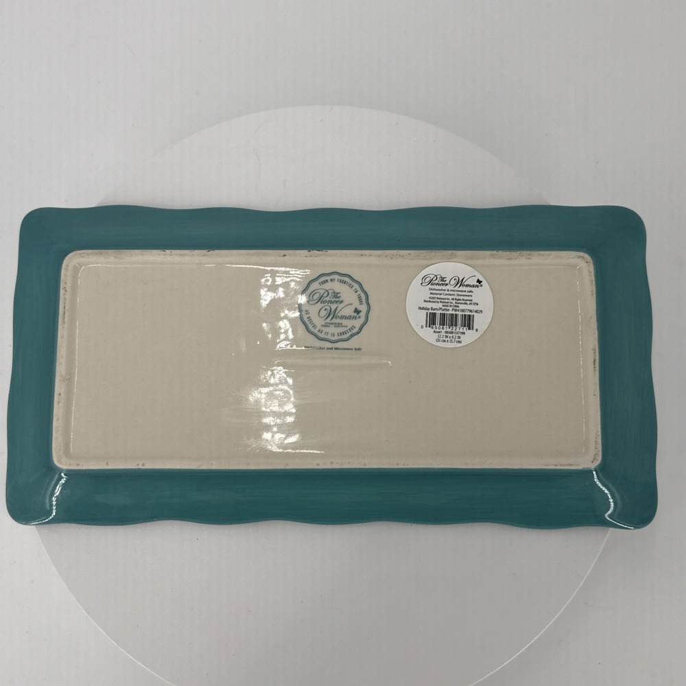 Pioneer Woman Christmas Farm Barn Cow Serving Platter Tray 12.2" X 6.2" - Picture 8 of 10